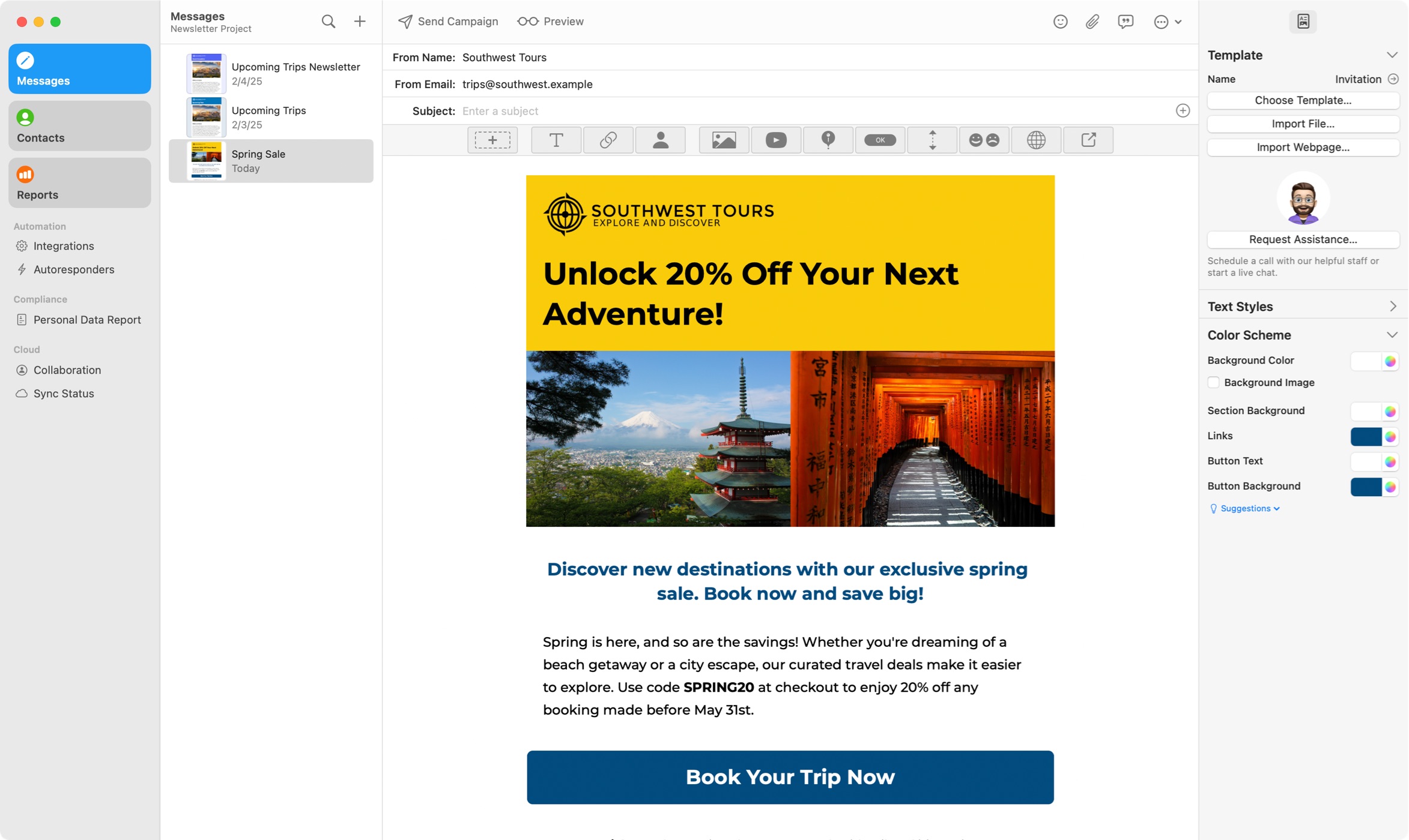 Direct Mail for Mac email design screenshot